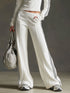 Sporty Retro Striped Webbing White Long Sleeve Sweatshirt And Wide Leg Pants Set