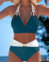 High Waisted Double Strap Swimsuit with Contrast Color