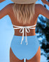 High Waisted Double Strap Swimsuit with Contrast Color