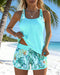 Elegant Ocean Print Split Tankini