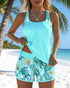 Elegant Ocean Print Split Tankini