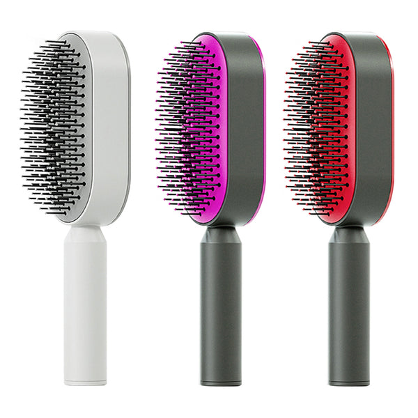 One-Touch Self-Cleaning Hairbrush