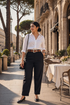 Casual Straight Blazer Pants with High Waist for Women