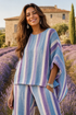 Faelith | Elegant Mauve Pastel Top & Striped Linen Pants