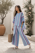 Faelith | Elegant Mauve Pastel Top & Striped Linen Pants