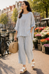 Rensleigh | Sophisticated Blue Striped Linen Top & Relaxed Pants
