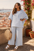 Rensleigh | Sophisticated Blue Striped Linen Top & Relaxed Pants