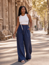 Camille | Wide-leg Pants in Cotton and Linen Blend