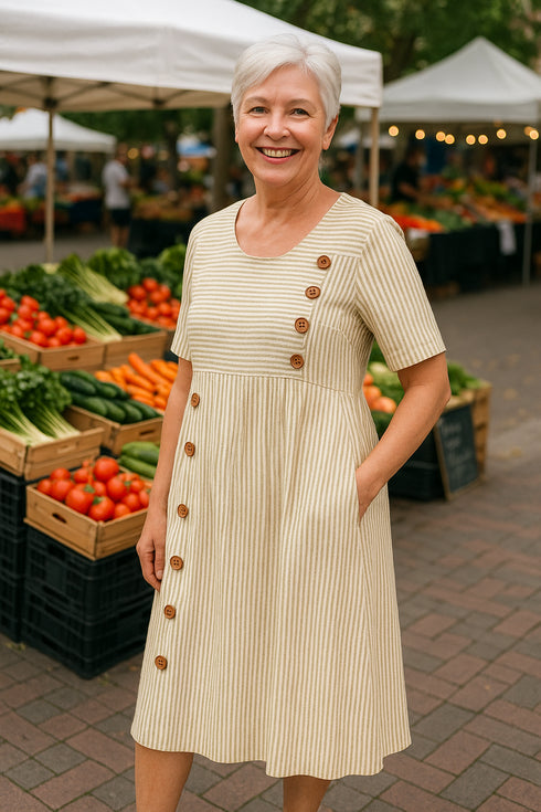 Brienne™ | Striped Midi Dress