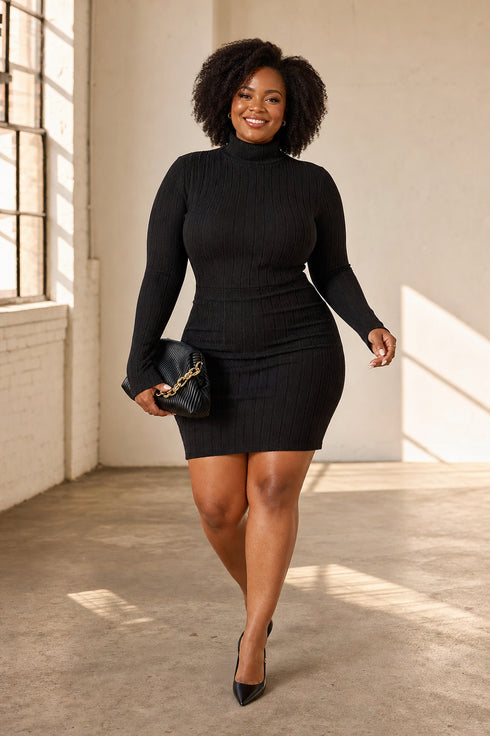 Courtney | Sleek Ribbed Turtleneck Dress