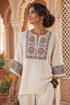 Tameric | Sophisticated Embroidered Raw Blouse & Wide Pants