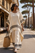 Harlowe | Elegant Black-Striped Linen Top & Flowing Pants