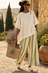 Ellowyn | Sophisticated Top & Striped Linen Pants