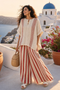 Mirella | Sophisticated Textured Red-Stripe Top & Linen Pants