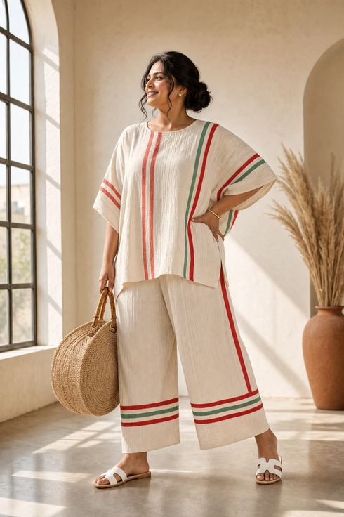 Truvane | Comfortable Boho Print Blouse & Loose-Fit Pants