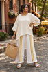 Anselor | Elegant Yellow Striped Linen Top & Wide-Leg Pants