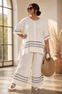 Wynric | Sophisticated Striped Asymmetrical Top & Bold Pants