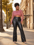 High-Waisted Button Front Flared Pants