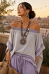 Zandrel | Elegant Off-Shoulder Top & Wide-Leg Striped Pants