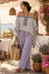 Zandrel | Elegant Off-Shoulder Top & Wide-Leg Striped Pants