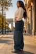 Raphaelle | Trendy Starry Denim Cargo Pants