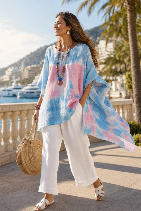 Vantrel | Comfortable Relaxed Linen Top & Striped Bamboo Pants