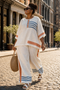 Marcellin | Sophisticated Blue-Orange Striped Top & Pants