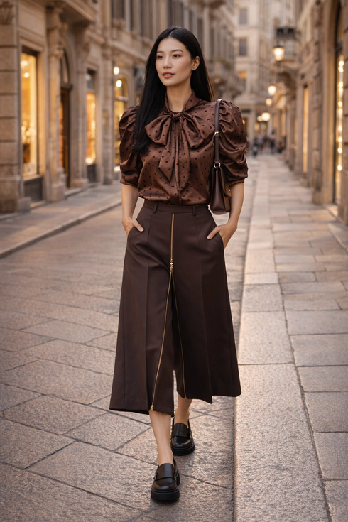 Elegant Casual Design Zipper Pants