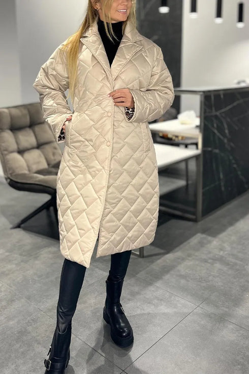 Anais™ | Quilted Coat with Leopard Lining