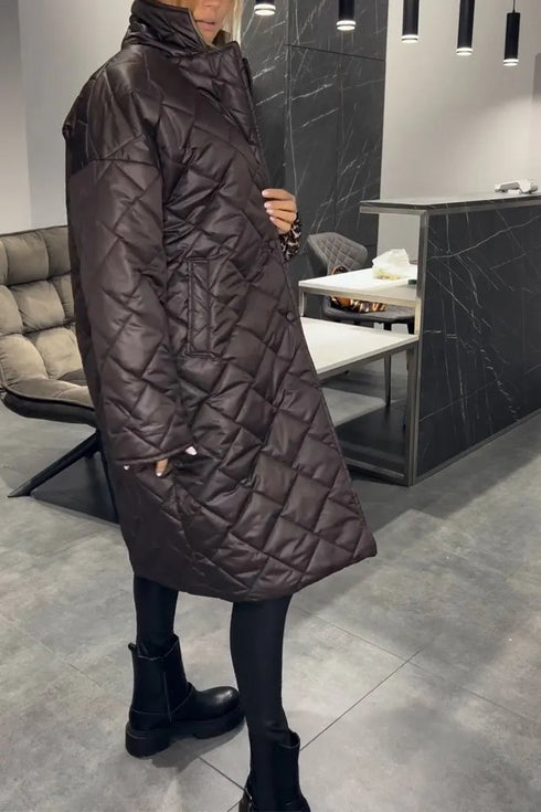 Anais™ | Quilted Coat with Leopard Lining
