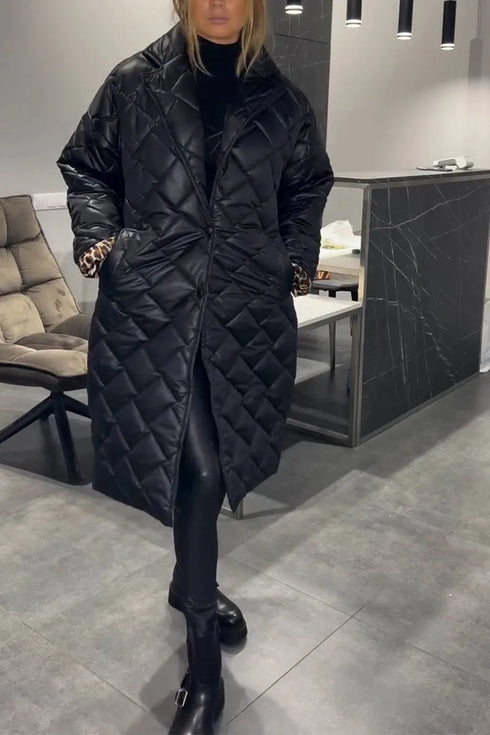 Anais™ | Quilted Coat with Leopard Lining