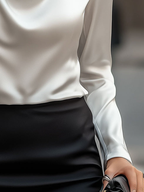 Jenny | Elegant Satin Draped Blouse