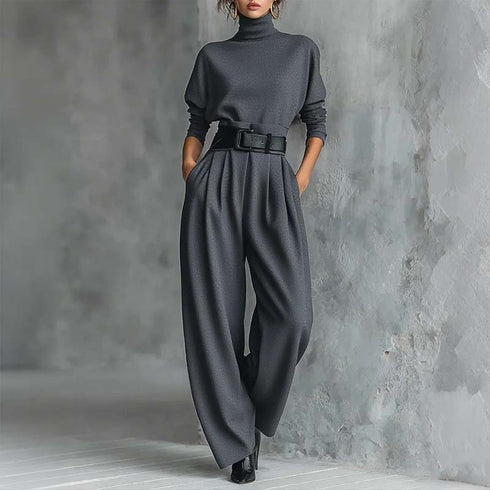 ⏳Limited-time 70% off⏰Women’s Elegant Turtleneck Top & High-Waist Pants Set (Get a Free Belt)👚👖
