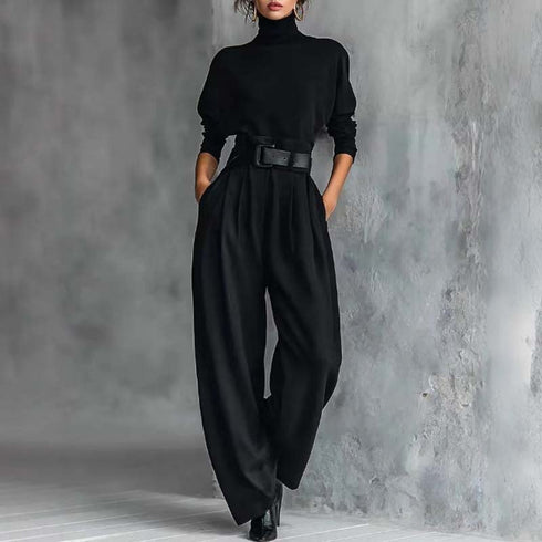 ⏳Limited-time 70% off⏰Women’s Elegant Turtleneck Top & High-Waist Pants Set (Get a Free Belt)👚👖