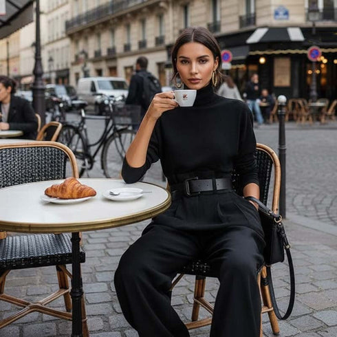 ⏳Limited-time 70% off⏰Women’s Elegant Turtleneck Top & High-Waist Pants Set (Get a Free Belt)👚👖
